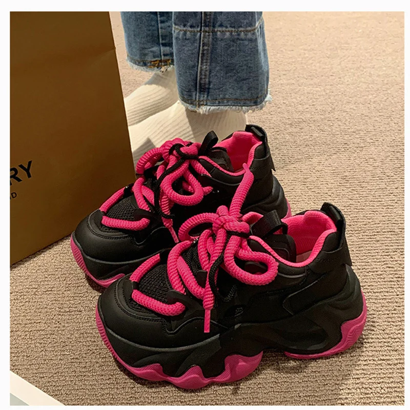 

Thick Sole Dad Shoes For Women 2023 Brand Design Mixed Colors Women's Casual Shoes Breathable Sports Shoes Woman Chunky Sneakers