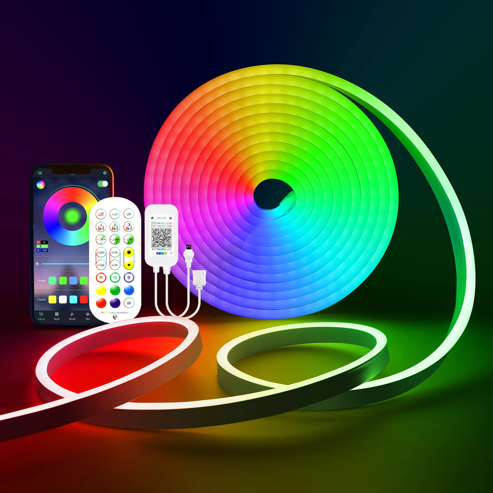 Неоновая светодиодная RGB-лента 12/24 В 1/2/3/4/5/10/15 м