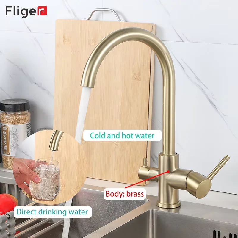 Фильтр Fliger Кухонные смесители Хромированные для кухонной мойки Смесители