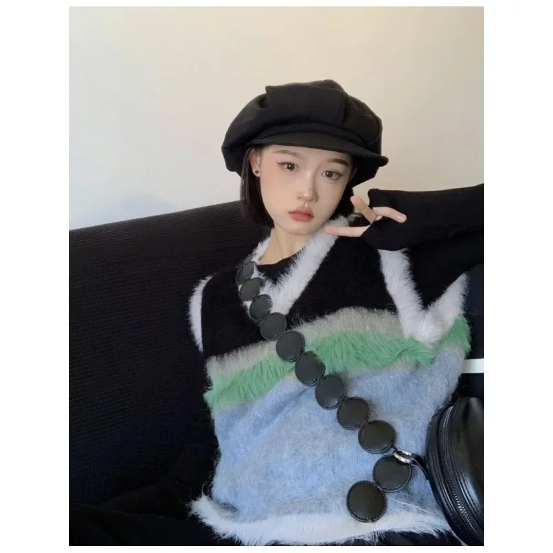 Женский свитер-жилет с V-образным вырезом Осень-зима