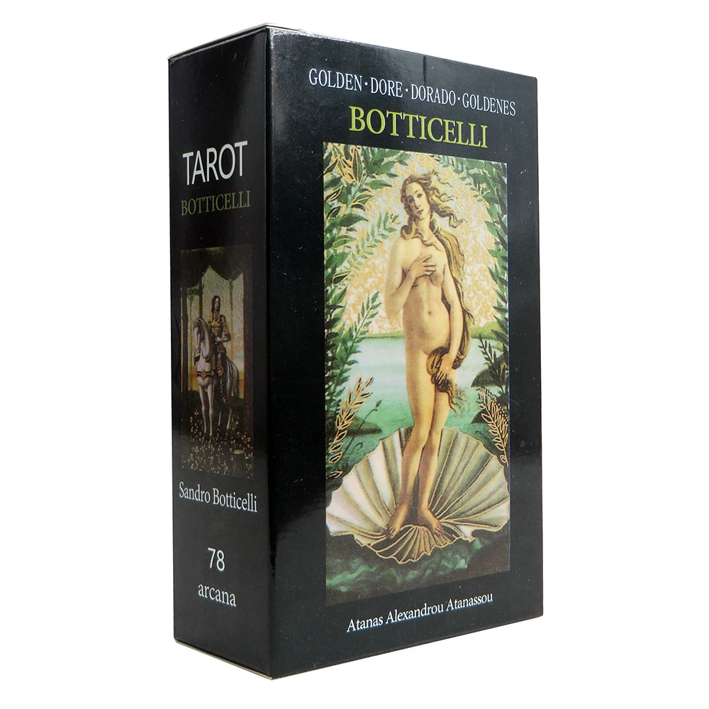 Фото Таро для гадания Botticelli 12 см x 7 см, эта колода с колодой возрождения (издание на английском, испанском, французском, немецком и итальянском языках) №1
