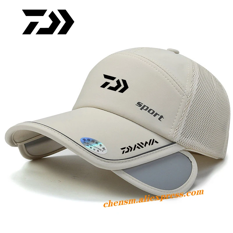

Daiwa Mens Fishing Cap Summer Sports Hat Outdoor Fashion Line Baseball Cap Long Visor Brim Shade Snapback Sun Hat