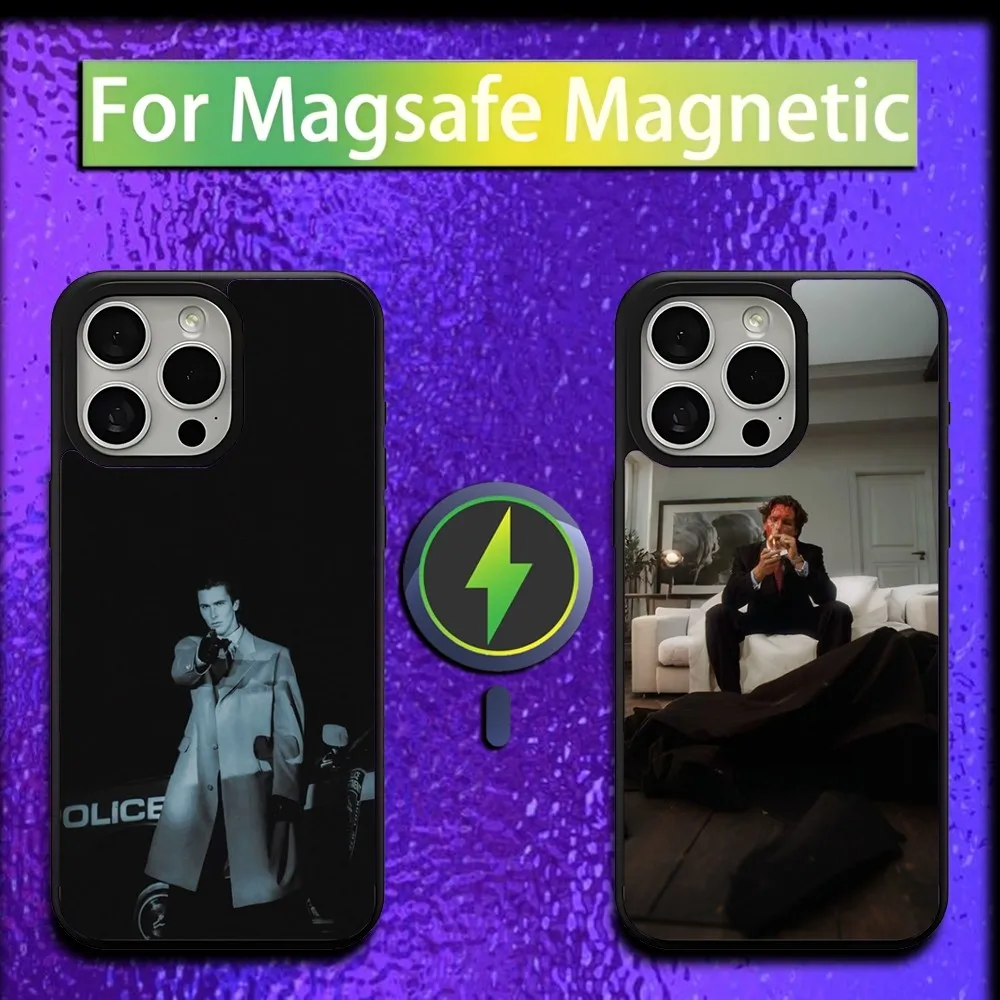 Чехол для телефона P-Patrick C-Christian Bale iPhone 16 15 14 13 12 11 Plus Pro Max Mini Magsafe с магнитной