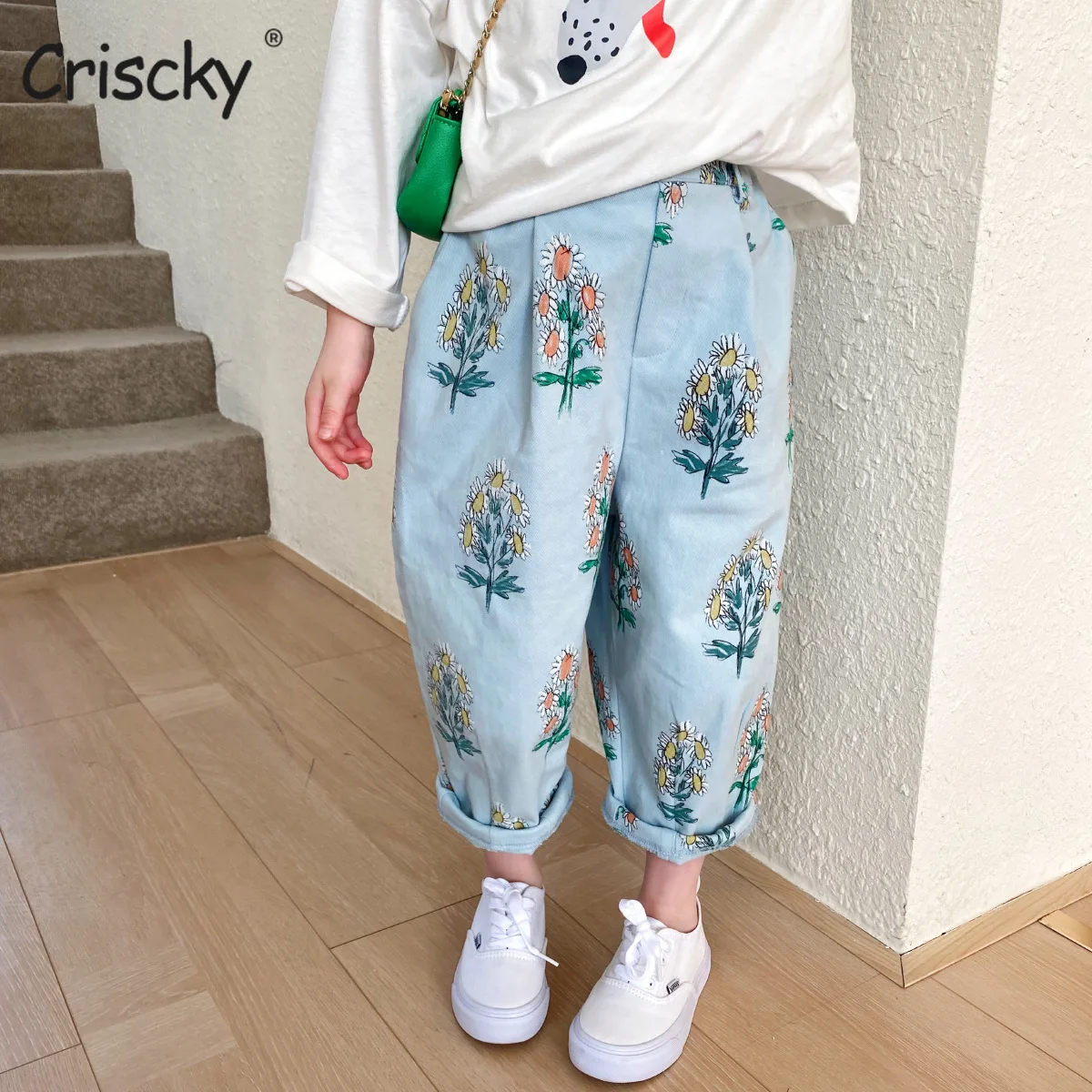 

Criscky 2022 Autumn And Spring New Jeans Baby Girl Clothes Baby Boy Clothes High Waist Printing Jeans Children's Clothing
