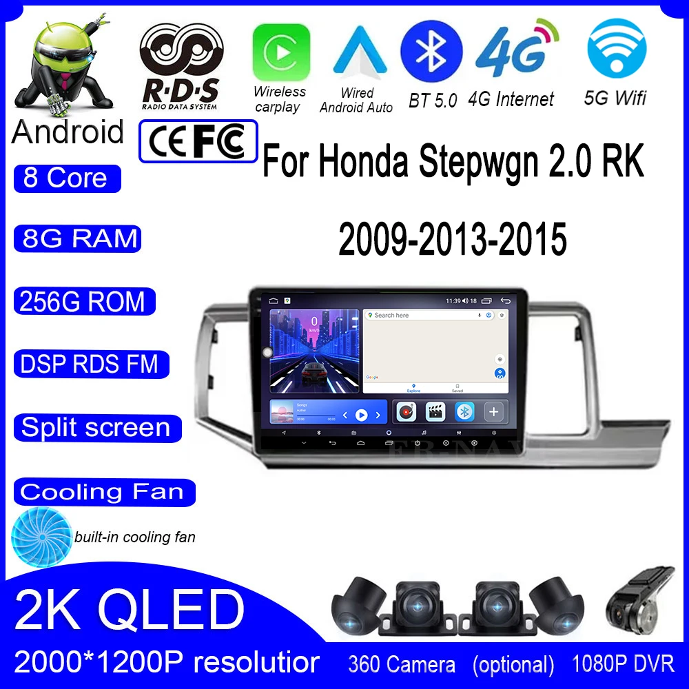 9-дюймовый Android 14 для Honda Stepwgn 2 0 RK 2009-2013-2015 автомобильное видео DSP авторадиоплеер