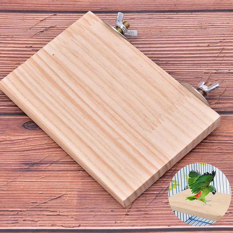 

Parrot Bird Standing Platform Wood Square Cage Board Hamster Pet Budgie Toy