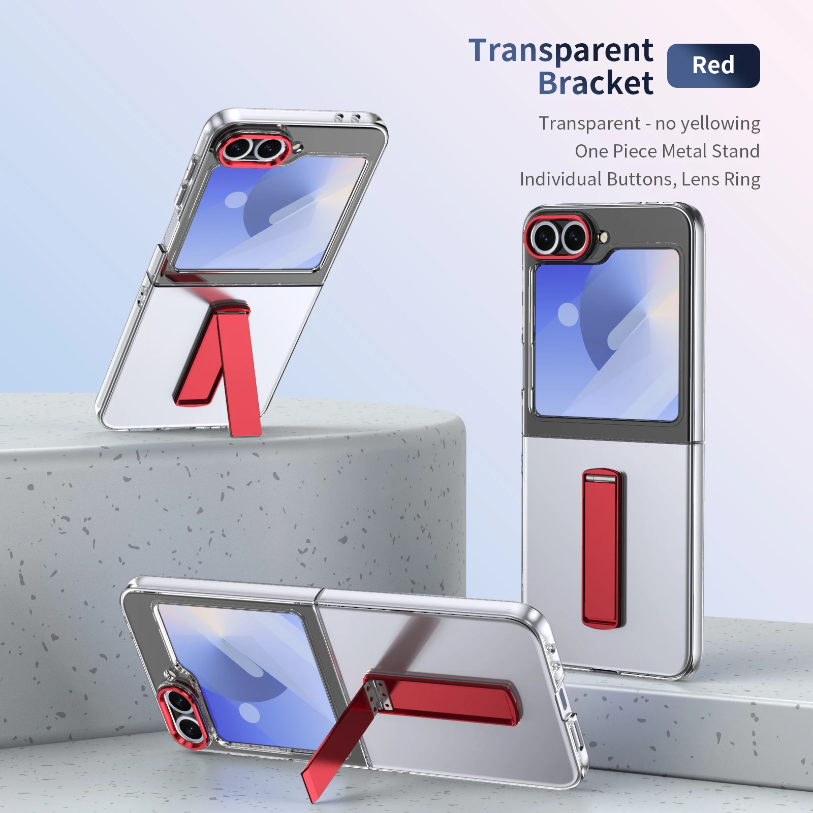 Фото Пластиковый жесткий чехол для телефона Samsung Galaxy Z Flip 6 5 4 3 Flip6 Flip5 5G, прозрачный анти-падение с держателем, мерная крышка №1