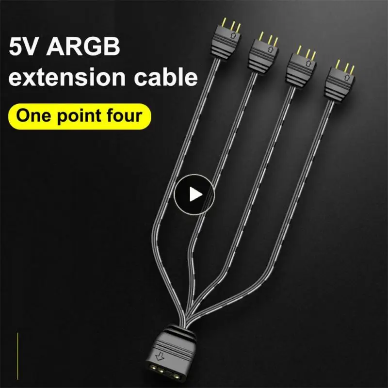 

3pin Synchronization Hub Super Long Line Expansion 1 In 2 / 1 In 4 5v Extension Cord Pc Hardware Cables Widely Compatible Black