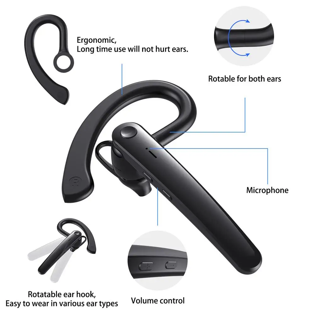 

Air5 Bluetooth-Compatible Headset Stereo Calling Clear Noise Cancelling Single Ear Business Headphone Fone De Ouvido Bluetooth