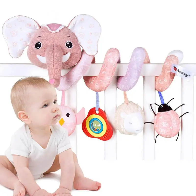 

Educational Toddler Toys Baby Plush Animal Rattle Mobile Infant Stroller Bed Crib Spiral Hanging Toys For Baby Toys 0-12 Months