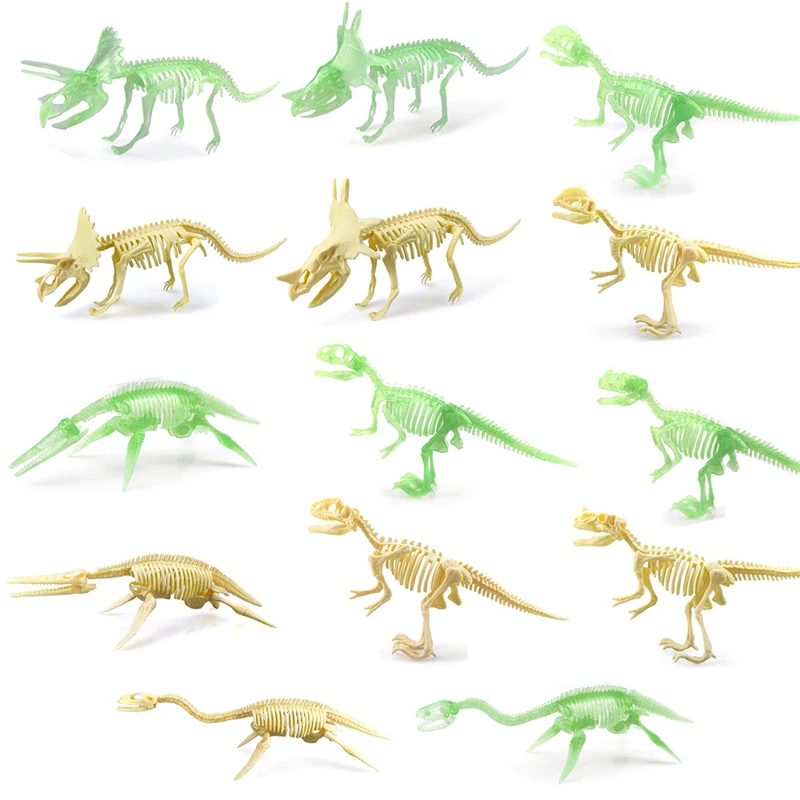 Детские игрушки пластиковый 3D светящийся скелет трицератопс/T-Rex/Mosasaurus сделай сам