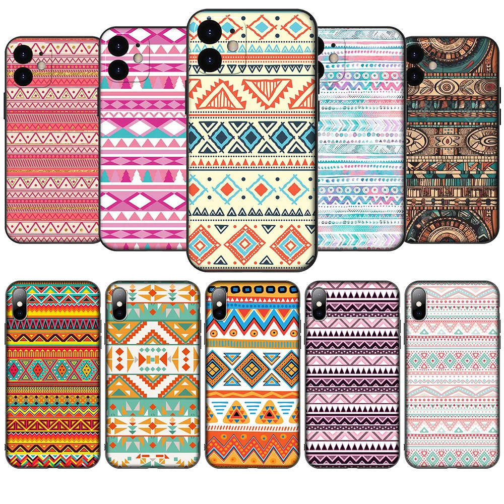 Ацтекский Племенной Красочный цветочный Новый чехол для телефона iPhone 12 11 X XS XR Pro