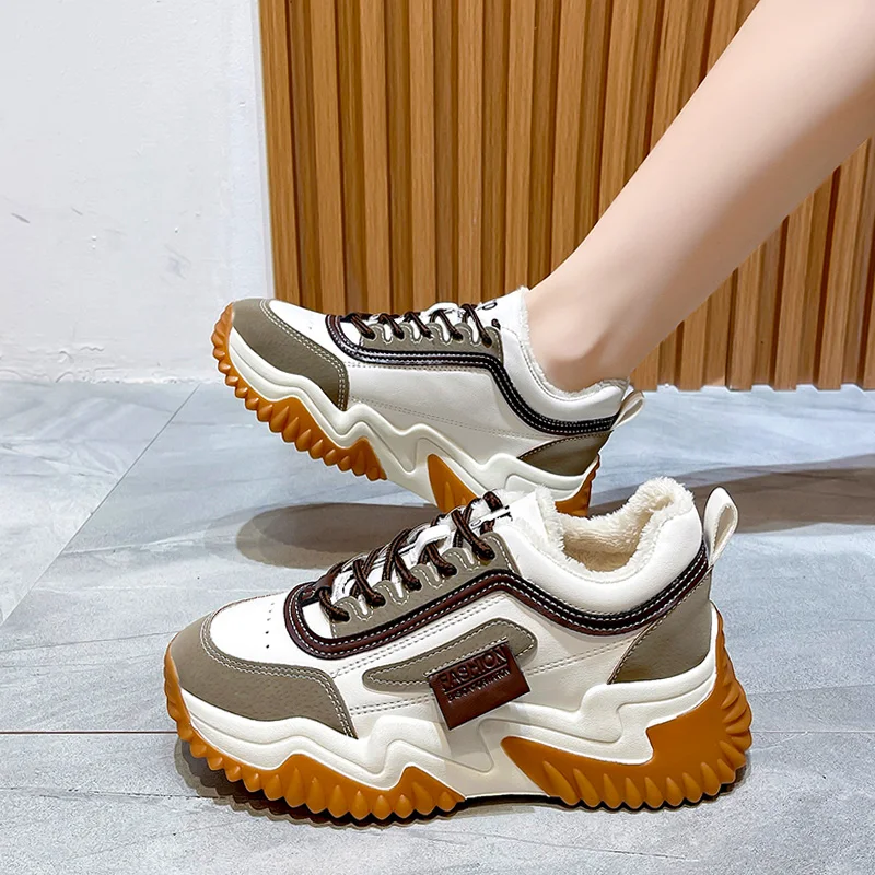 The New Fashion Platform Sport Shoes for Women 2022 Casual Chunky dad Sneakers Women Winter Sneakers running shoes keep warm