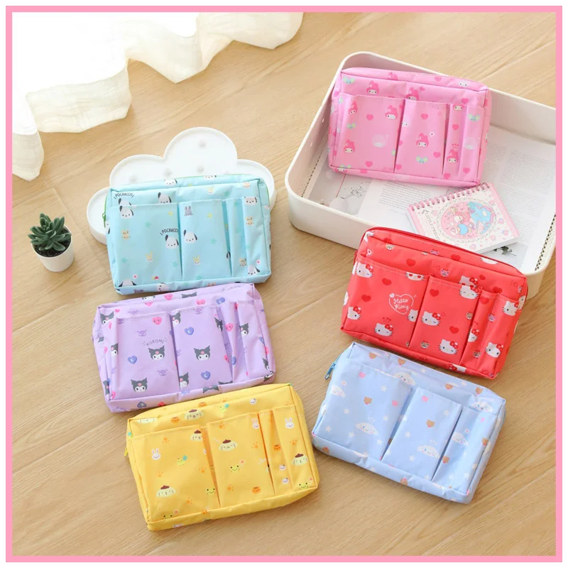 

Sanrioed Cartoon Cute Zipper Cosmetic Bag Kawaii Anime My Melody Kuromi Pochacco Travel Storage Bag Large Capacity Wash Bags