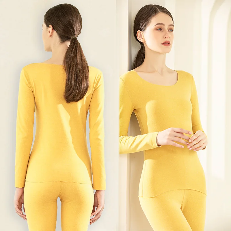 Winter Woman Sexy Thermal Underwear Fleece Set Outdoor Sport Warm Lingerie Thin Long Johns T-Shirt Heating Fitness Tight Suit