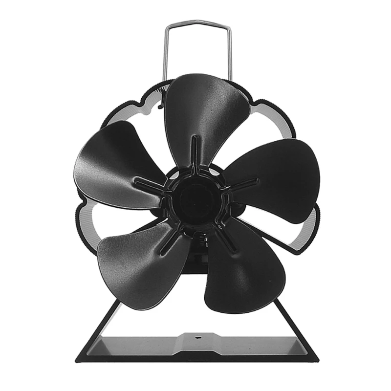 

5 Black Stove Fan Aluminum Alloy Silent Efficient Heat Distribution Fan Dropship