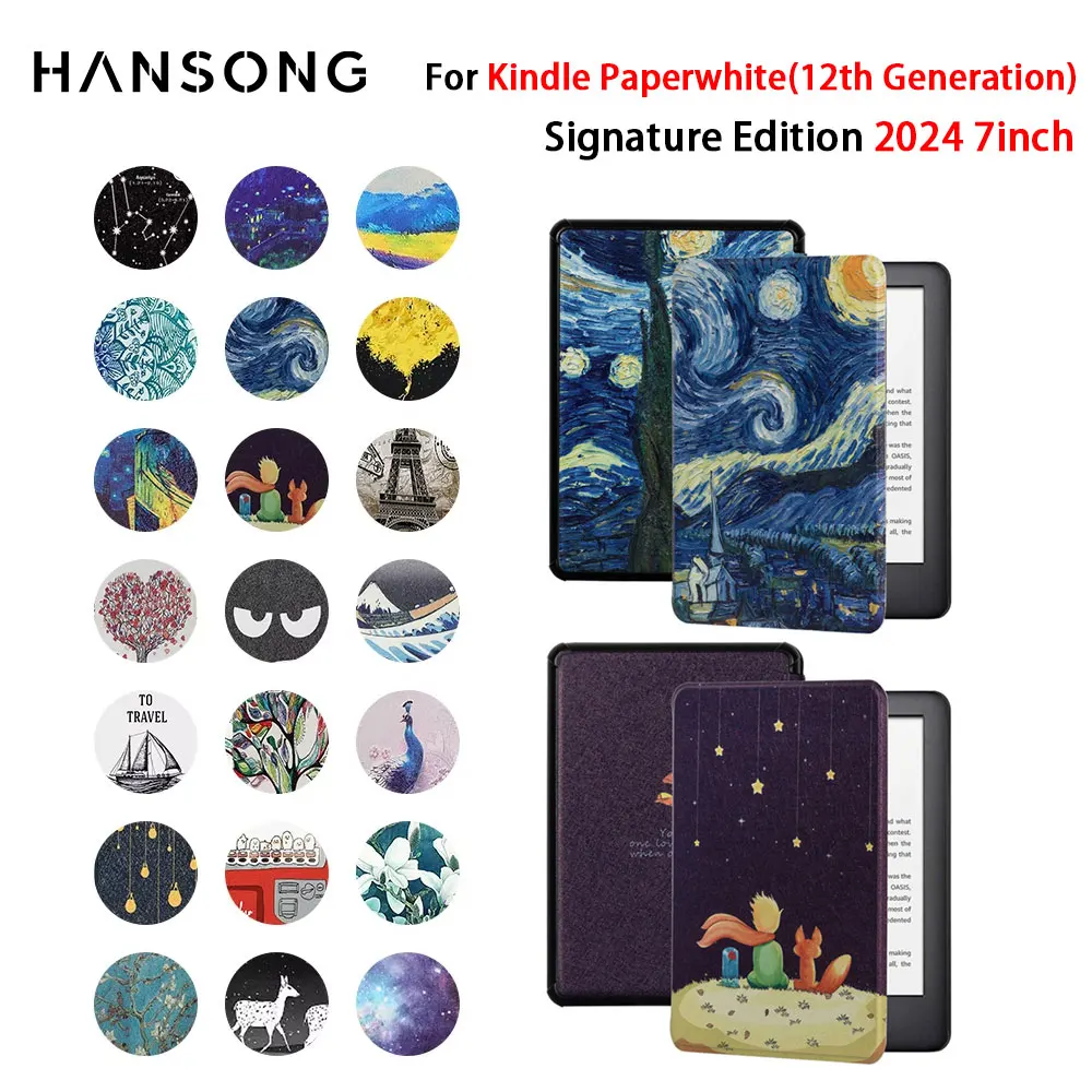 For Kindle Paperwhite 12th Generation Case 2024 Signature Edition 7 inch Leather 6/7/10/11th Cover Protective Shell