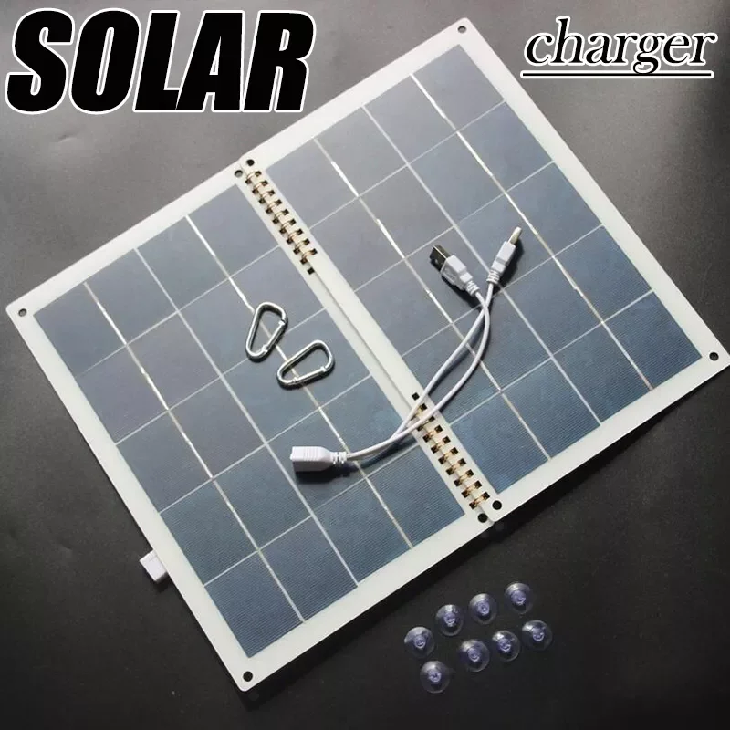 

2023NEW Foldable Solar Panel Set Double USB 5V Portable Plate Real Power 20W Outdoor Cell Charging for Phone Flashlight Camping