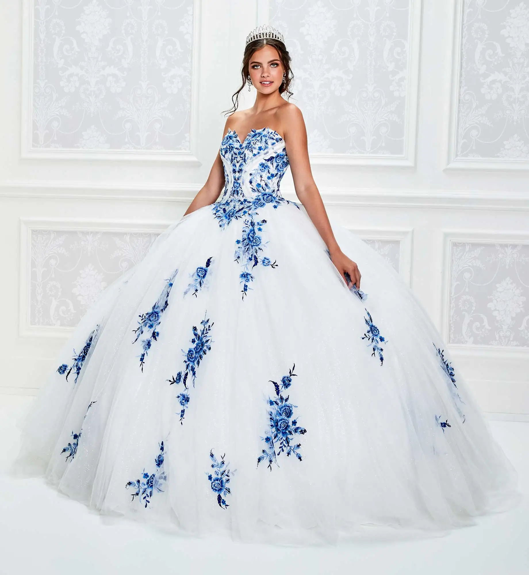 

White Blue Charro Quinceanera Dresses Ball Gown Sweetheart Tulle Appliques Puffy Mexican Sweet 16 Dresses 15 Anos