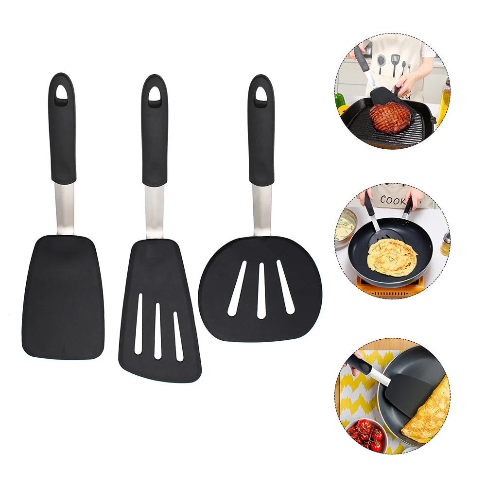 

3Pcs Butter Spatula Silicone Wok Turner Flexible Turner Spatula Nonstick Cooking Spatulas Rubber Fish Spatula