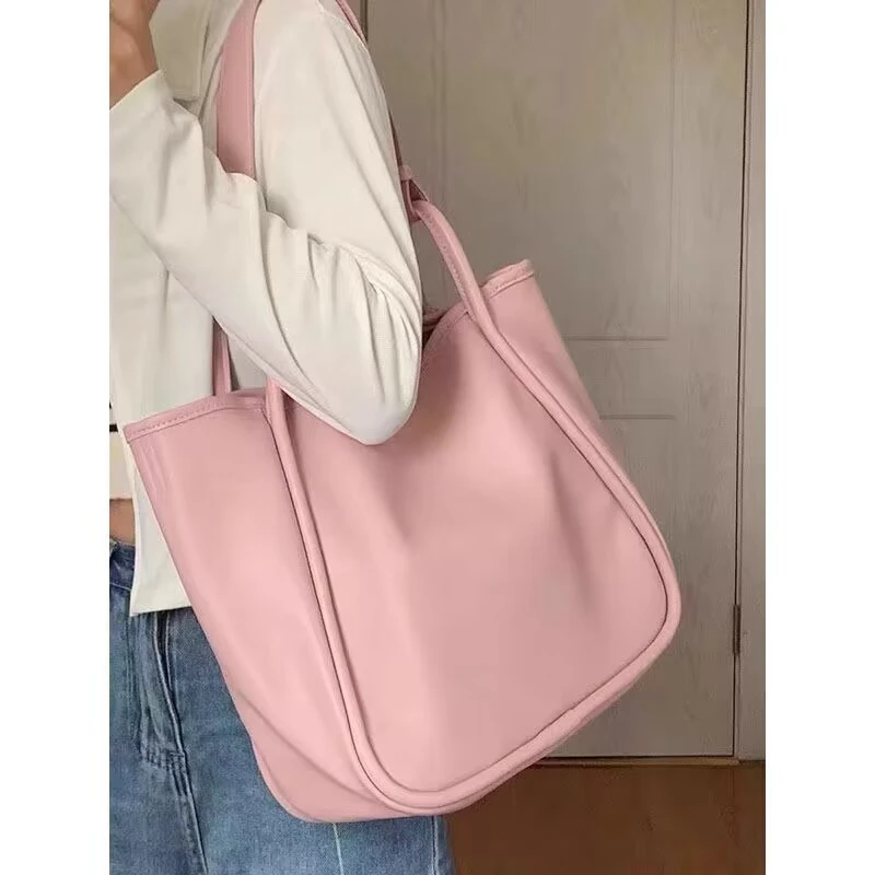 Fashion PU leather Student Shoulder Bag casual large Capacity travel bag Solid Color Tote Handbag Girls Underarm Bag
