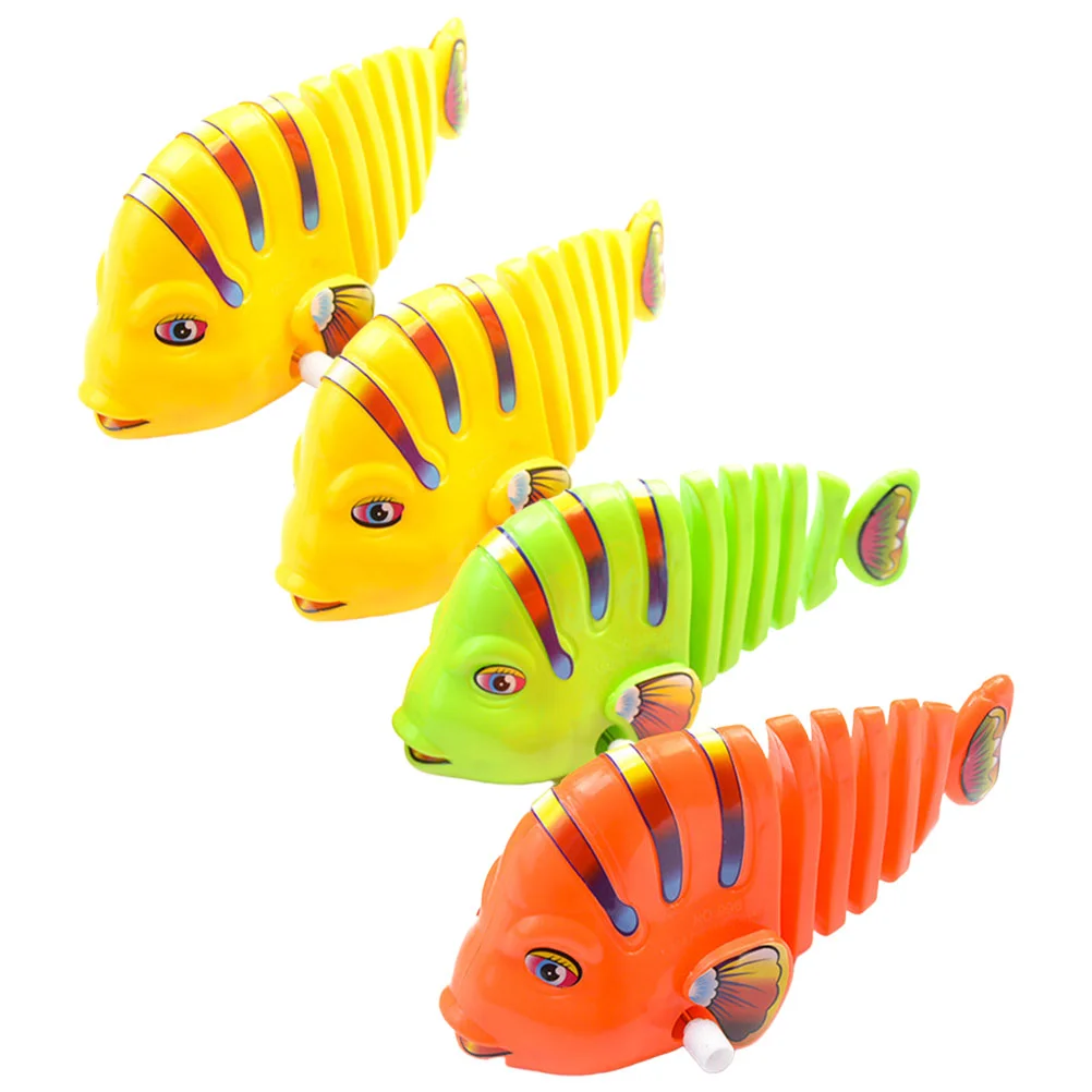 

4Pcs Cartoon Fish Children's Toys Traditional Wind up Toy Fishes Kids Bath Toys For Baby