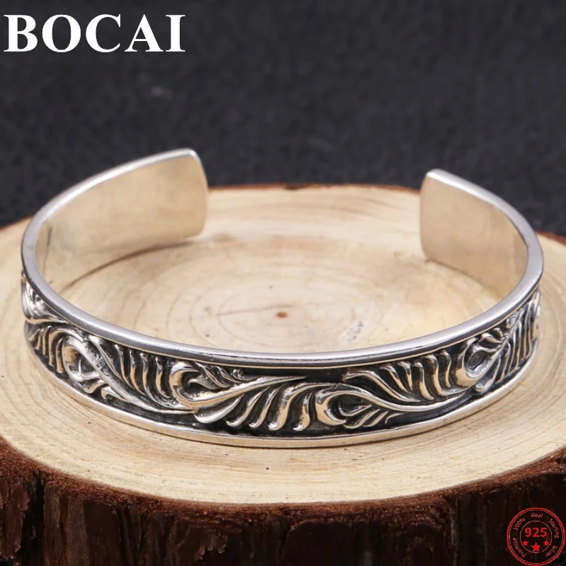 

BOCAI S925 Sterling Silver Bracelets 2022 New Fashion Retro Eternal Vine Totem Bangle Pure Argentum Hand Jewelry for Men Women