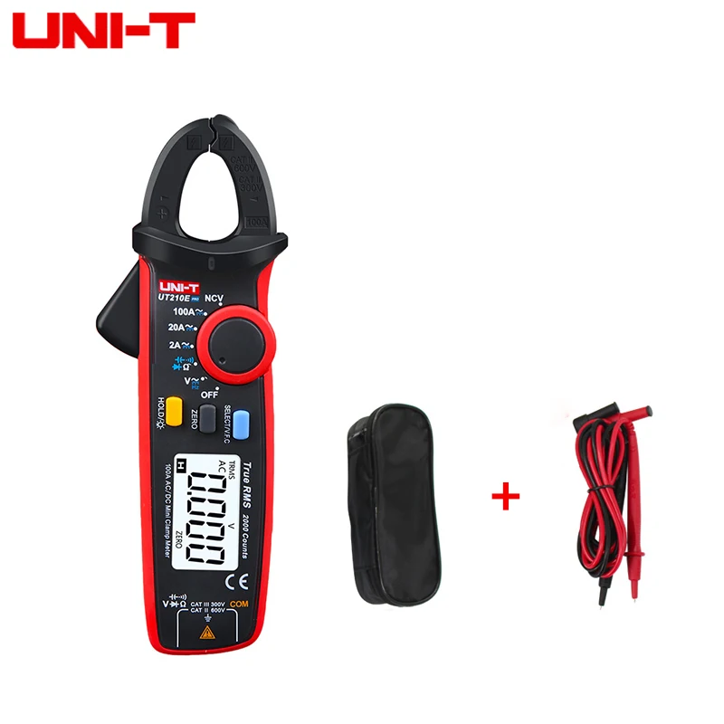 

Цифровой амперметр UNI-T UT210E Pro, мини-Зажим постоянного и переменного тока, амперметр, измеритель сопротивления, емкости, универсальный измери...