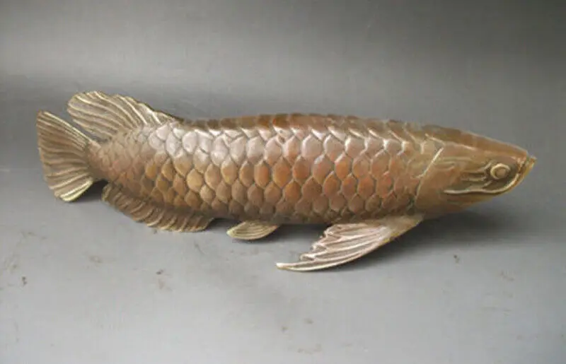

Китайская антиквариатная бронзовая резная статуя рыба каждый год желаю благословения богатства