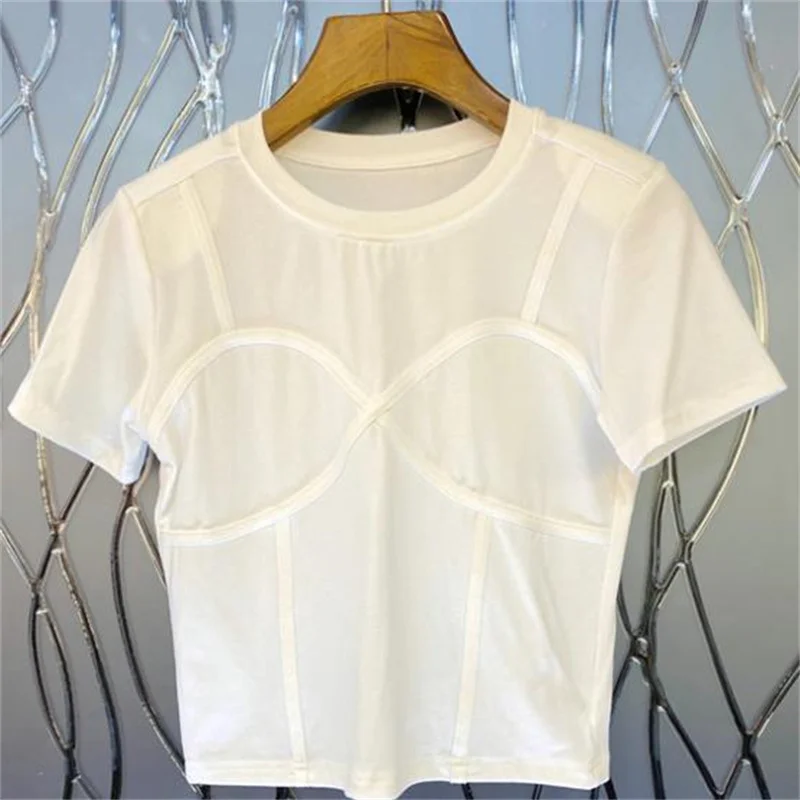 Женская летняя футболка с коротким рукавом и круглым вырезом