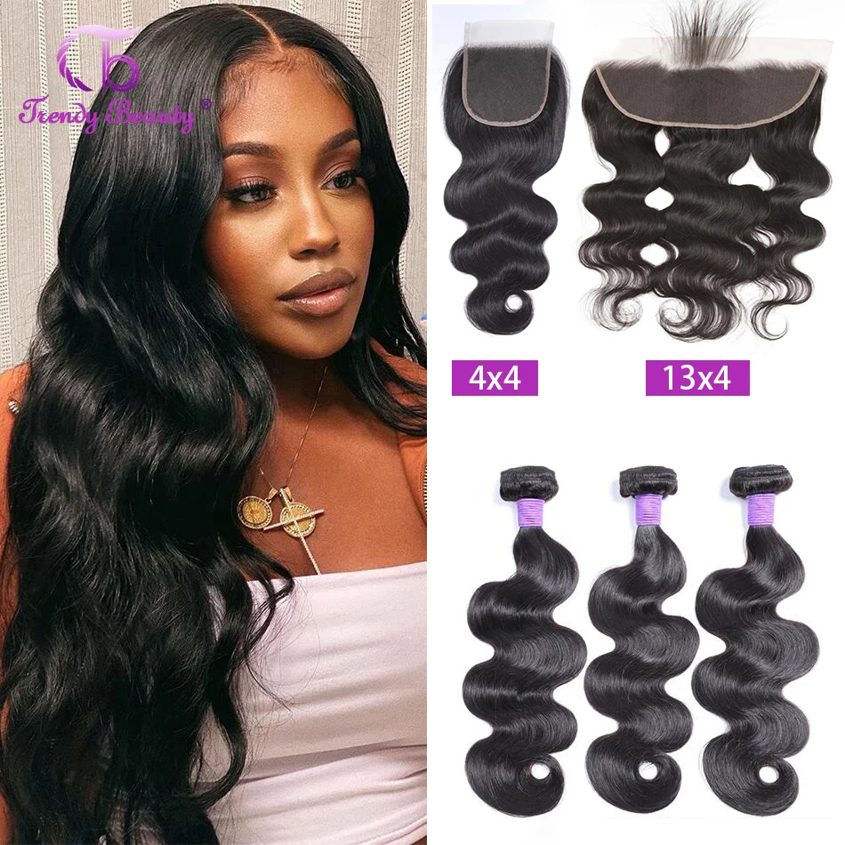 

Peruvian Body Wave With Lace Closure 5x5 100% Human Hair Extensions Bundles With Lace Frontal 13x4 Double Wefts Remy Human Hair