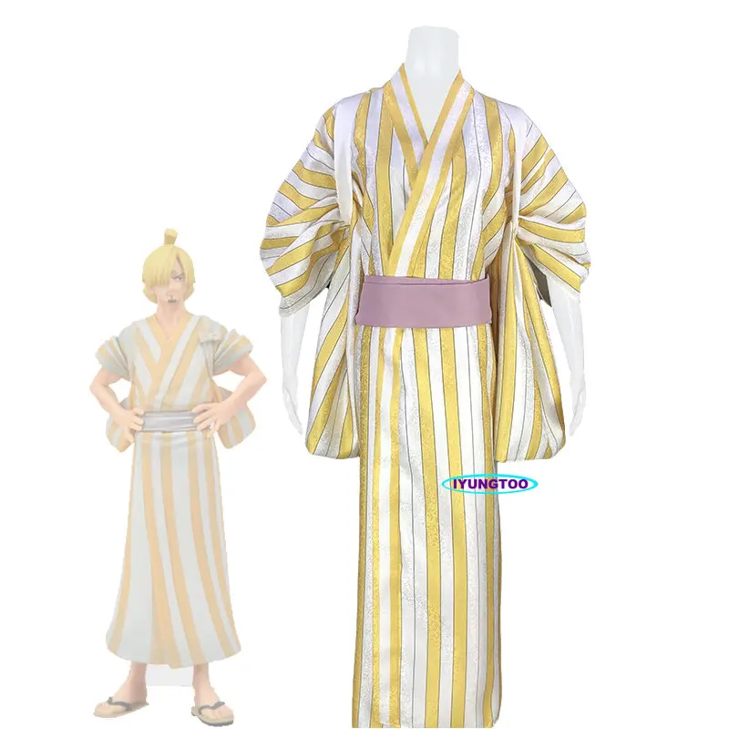 

Anime OnePiece Vinsmoke Sanji Cosplay Costume Wano Country Sanji Kimono Halloween Carnival Anime Japanese Yukata Full Outfit