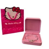 kawaii new cartoon hellokittys silver bracelet female sweet and cute solid push pull baby foot silver bracelet adult sister gift