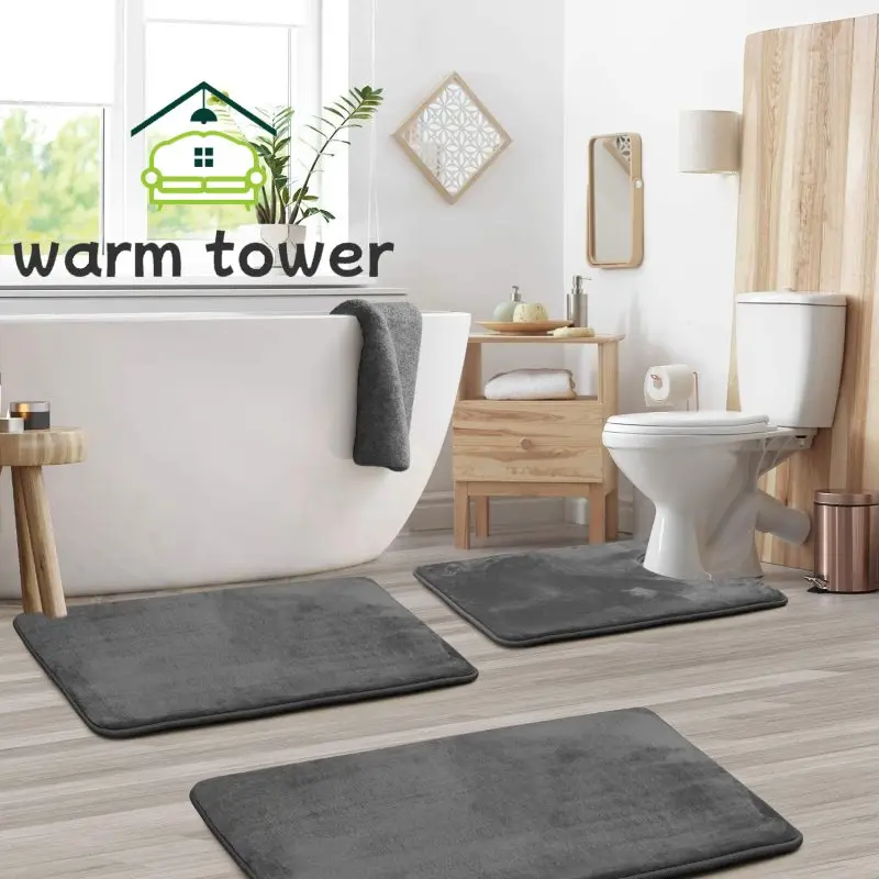 

Solid Color Flannel Floor Mat Carpet Entrance Carpet Door Mat Bathroom Mat Water Absorbing Floor Mat Non Slip Mat