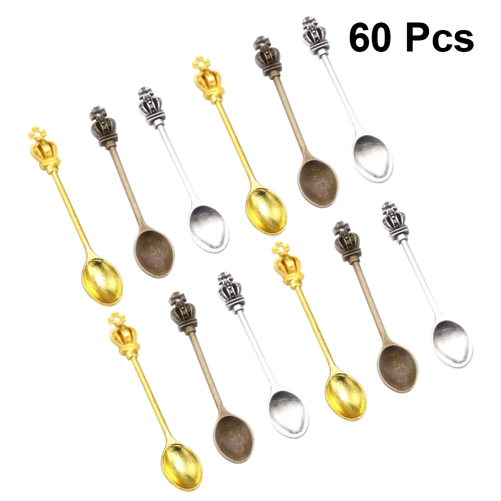

60PCS DIY Jewelry Accessories DIY Charms Crown Spoon Pendants Decor Multi-purpose Jewelry Making Material for Jewelry Home