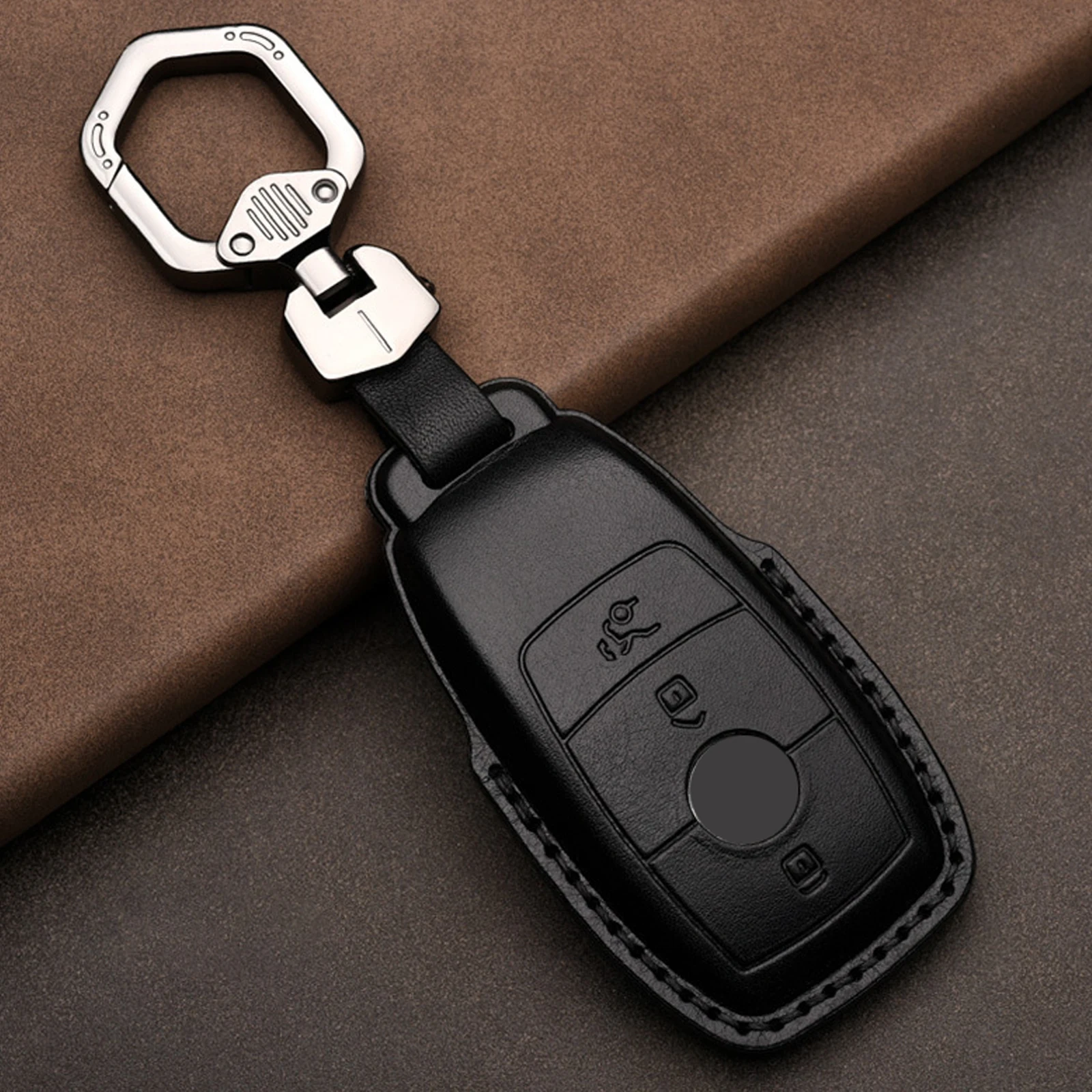 

Черный кожаный чехол для автомобильного ключа для Mercedes-Benz W203 W210 W211 Amg W204 C E S Cls Clk Cla Slk КЛАСС, умный автомобильный брелок