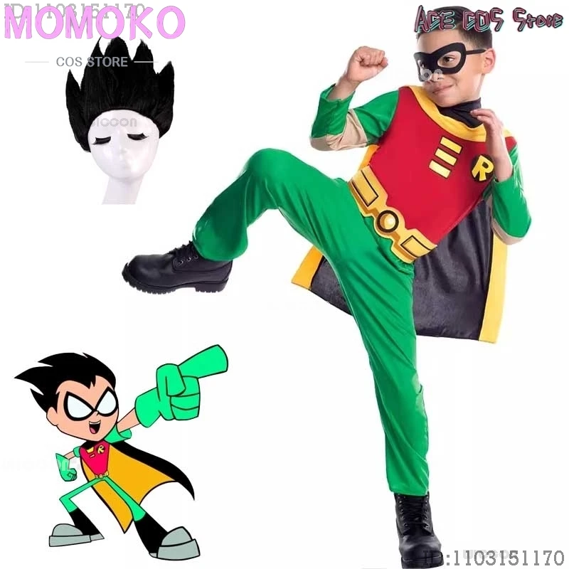 Робин Косплей Дети Аниме Мультфильм Подросток Комикс Титаны Супергерой Грейсон