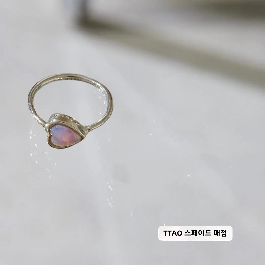 Ttao X Sweet Cool Sle .2 Толстое бесшовное кольцо Все тело S925 Серебряный опал Любовь