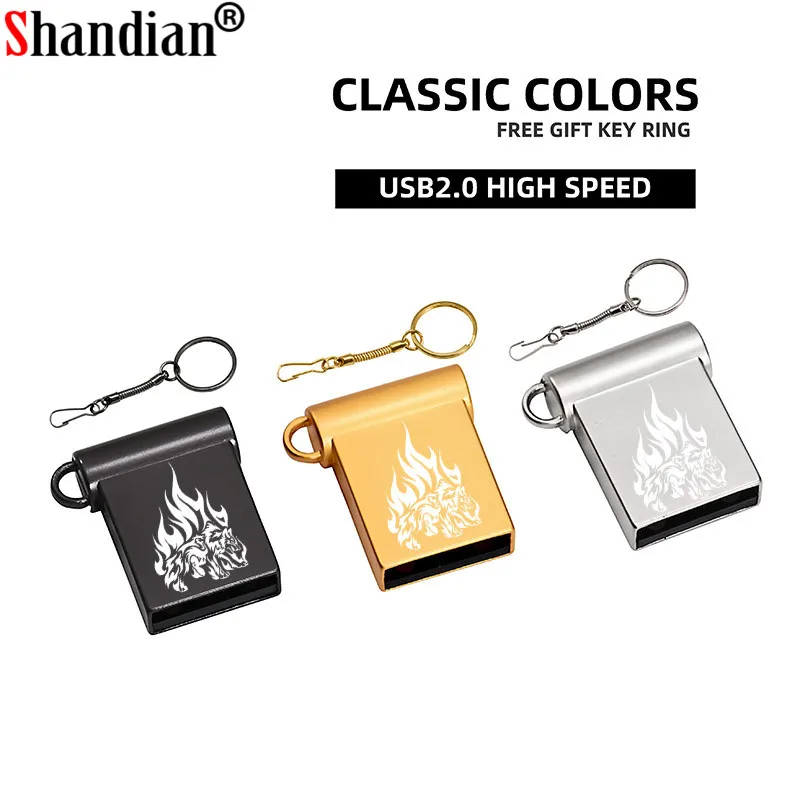 

SHANDIAN Mini Metal USB2.0 Flash Drive 4GB 8GB 16GB 32GB 64GB Gifts Key Chain Pen Drives Free LOGO Memory Stick Real Capacity