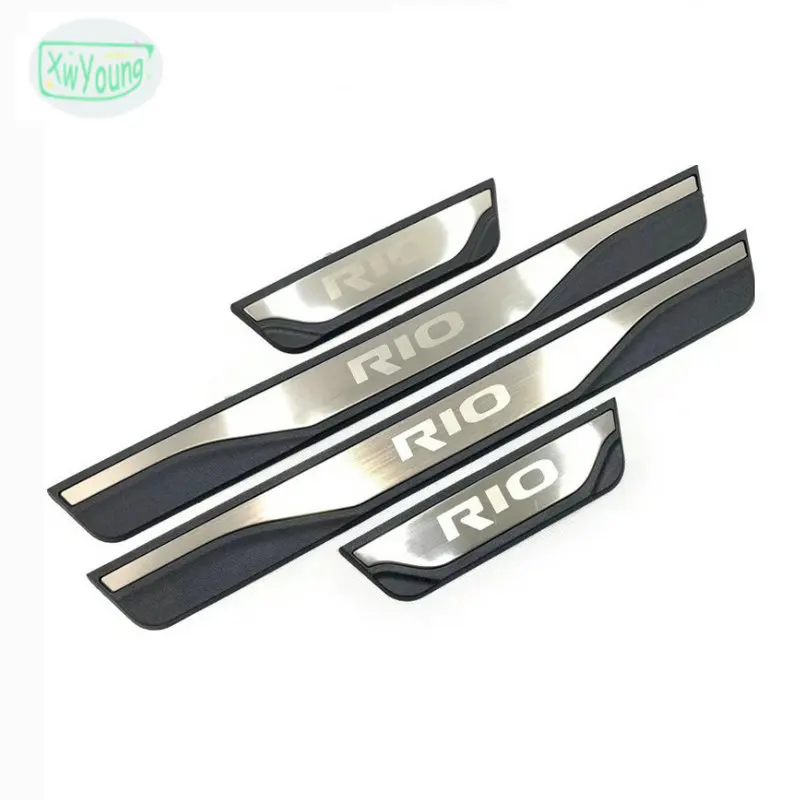 

4PCS ABS Plastic And Stainless Steel Car Door Sill Pedals Scuff Plate Cover For 2015-2021 KIA RIO