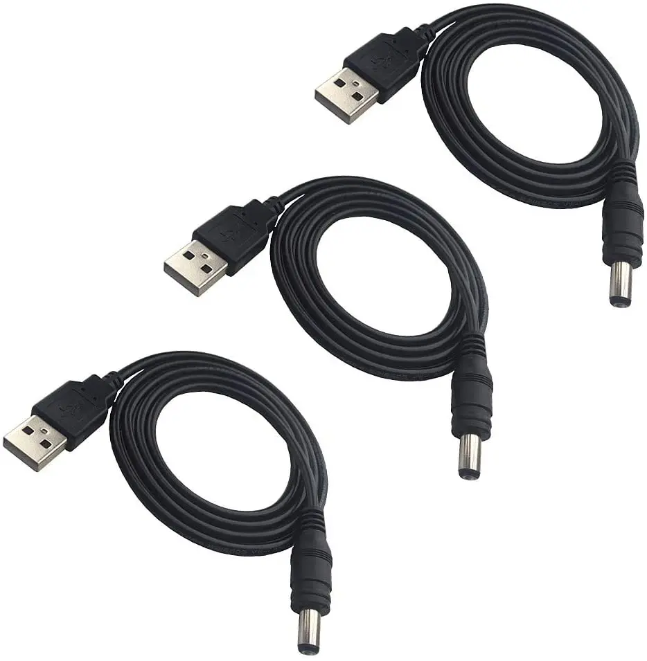 

3 шт. Удлинительный кабель USB к DC-5 в USB 2.0 порт «папа» к DC 5 в «папа» 5,5 мм x 2,5 мм черный шнур питания 100 см