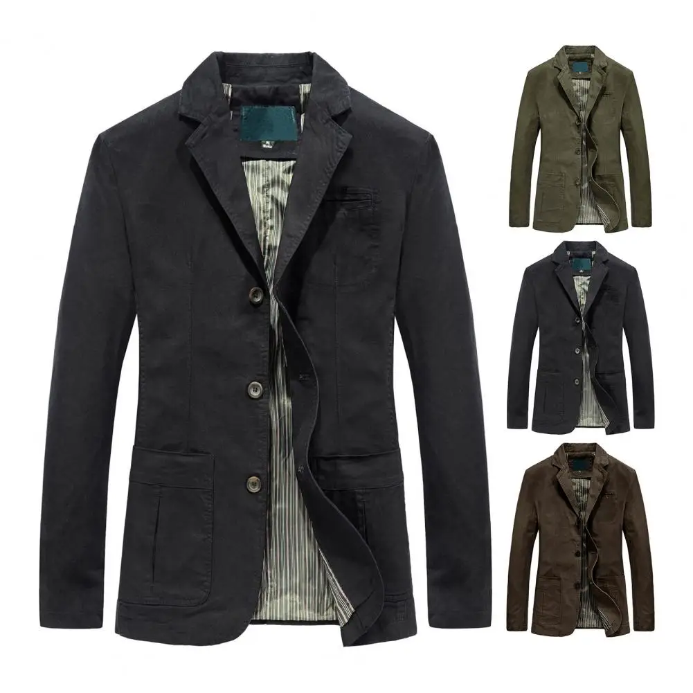 

Мужская повседневная куртка, универсальная мужская однобортная Дизайнерская куртка с лацканами и несколькими карманами для весны и осени