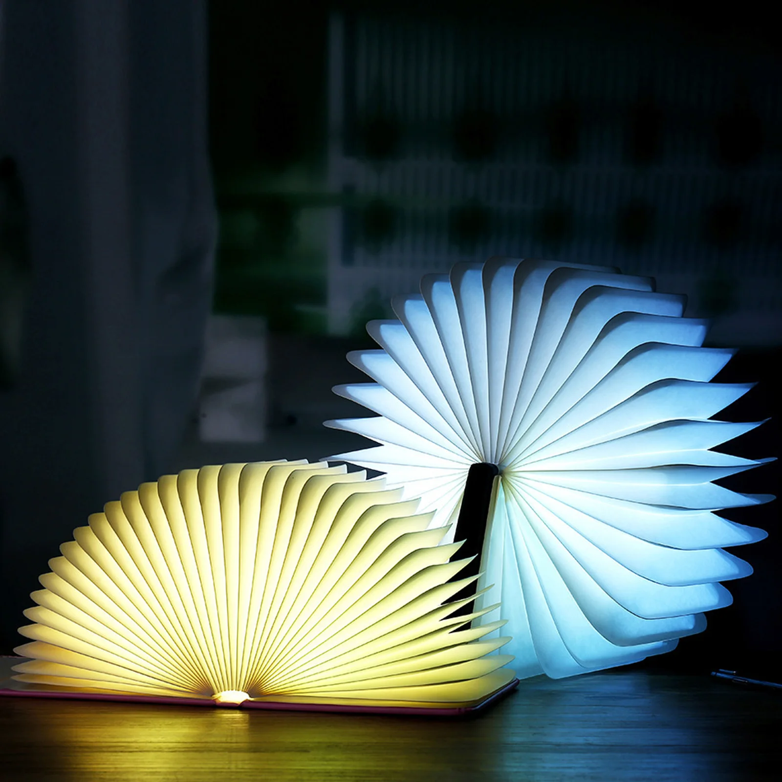 

Wooden Book Lamp Folding Page Turning Night Lamp Table Lamp Paper Novelty LED Night Light USB Rechargeable Wooden Desk Lamp