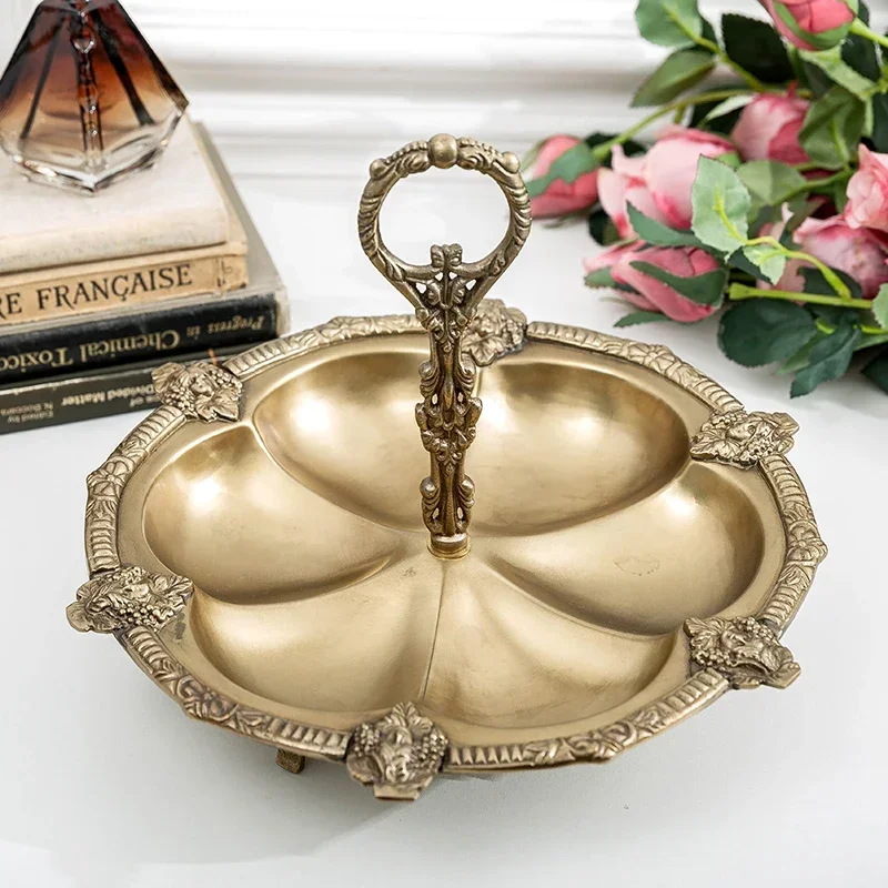 Разделенная латунная тарелка для конфет сегментированный поднос десерта