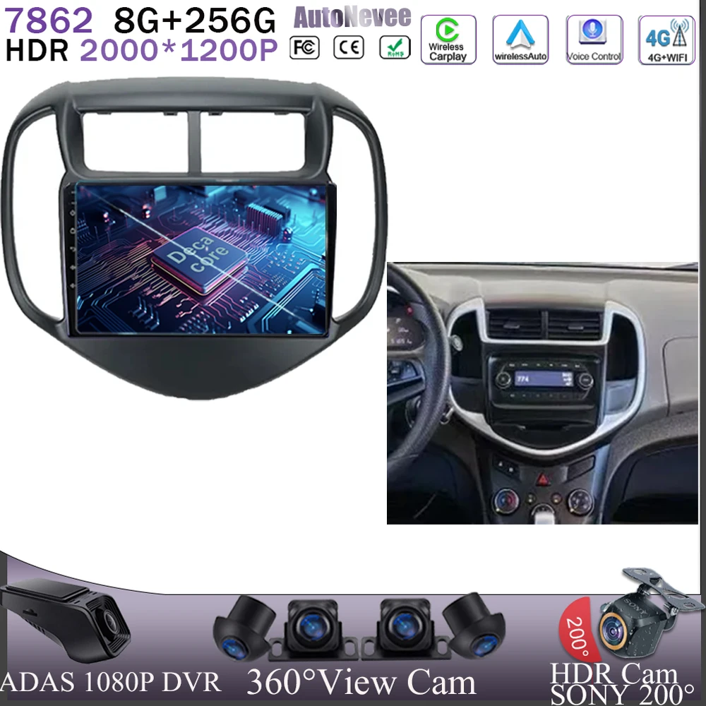 Для Chevy Chevrolet AVEO Sonic 2017-2021 Android 13 Видео Процессор 5G WIFI QLED Экран DVD GPS Carplay BT 2din