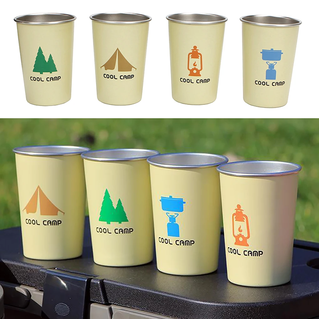 

Pack of 4 Coolcamp Water Bottle 350ml Drinking Cup with Lid 304 Stainless Steel Fishing Cycling Drink Drinkware Bottles Cups