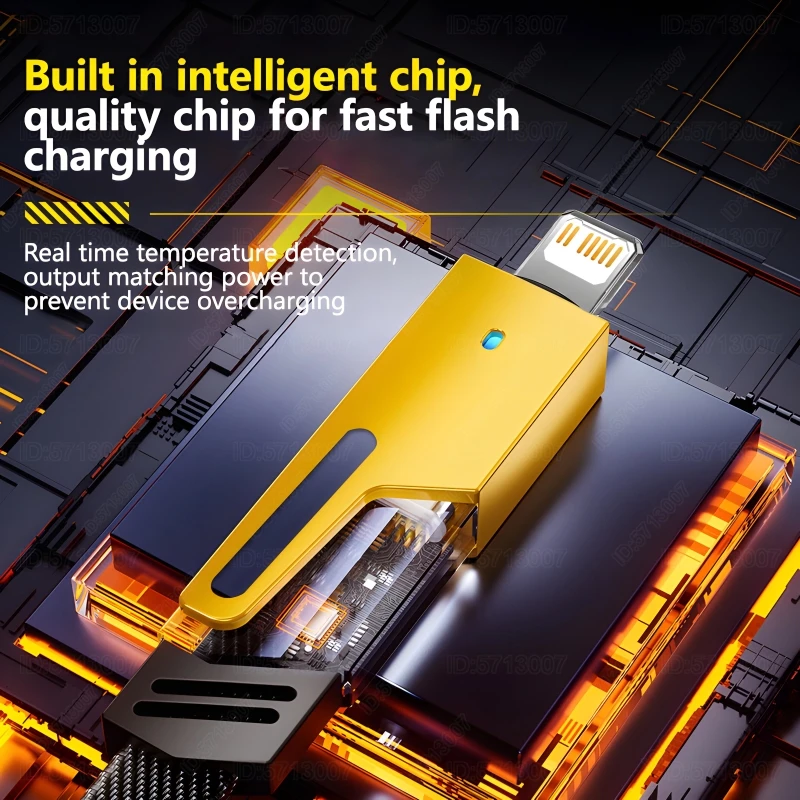 4в1 Type C to 65 Вт кабель для быстрой зарядки в стиле Mecha iPhone Samsung Xiaomi Redmi POCO OnePlus