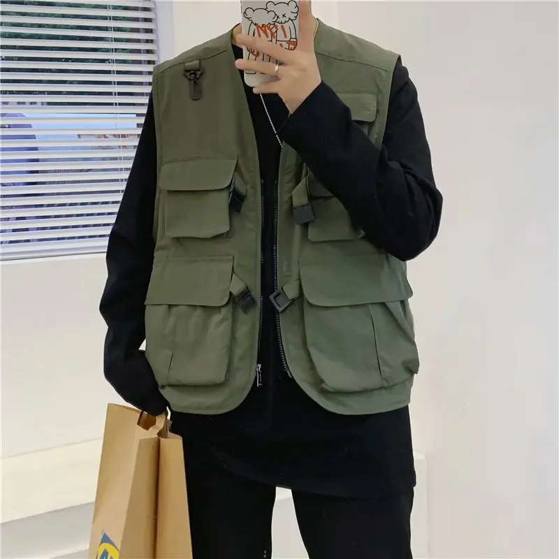 

Japanese Rap Waistcoat Multi-pocket Trend Tactical Vest Thin Functional Net Vest Red Brand Trendy Vest Tooling