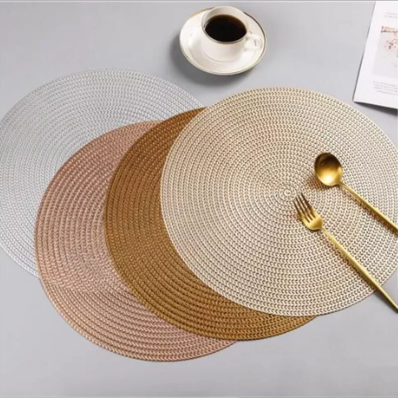 

Round PVC Placemat Kitchen Dining Table Mats Steak Pad Anti-scalding Insulation Pads INS Nordic Hotel Restaurant Home Decor