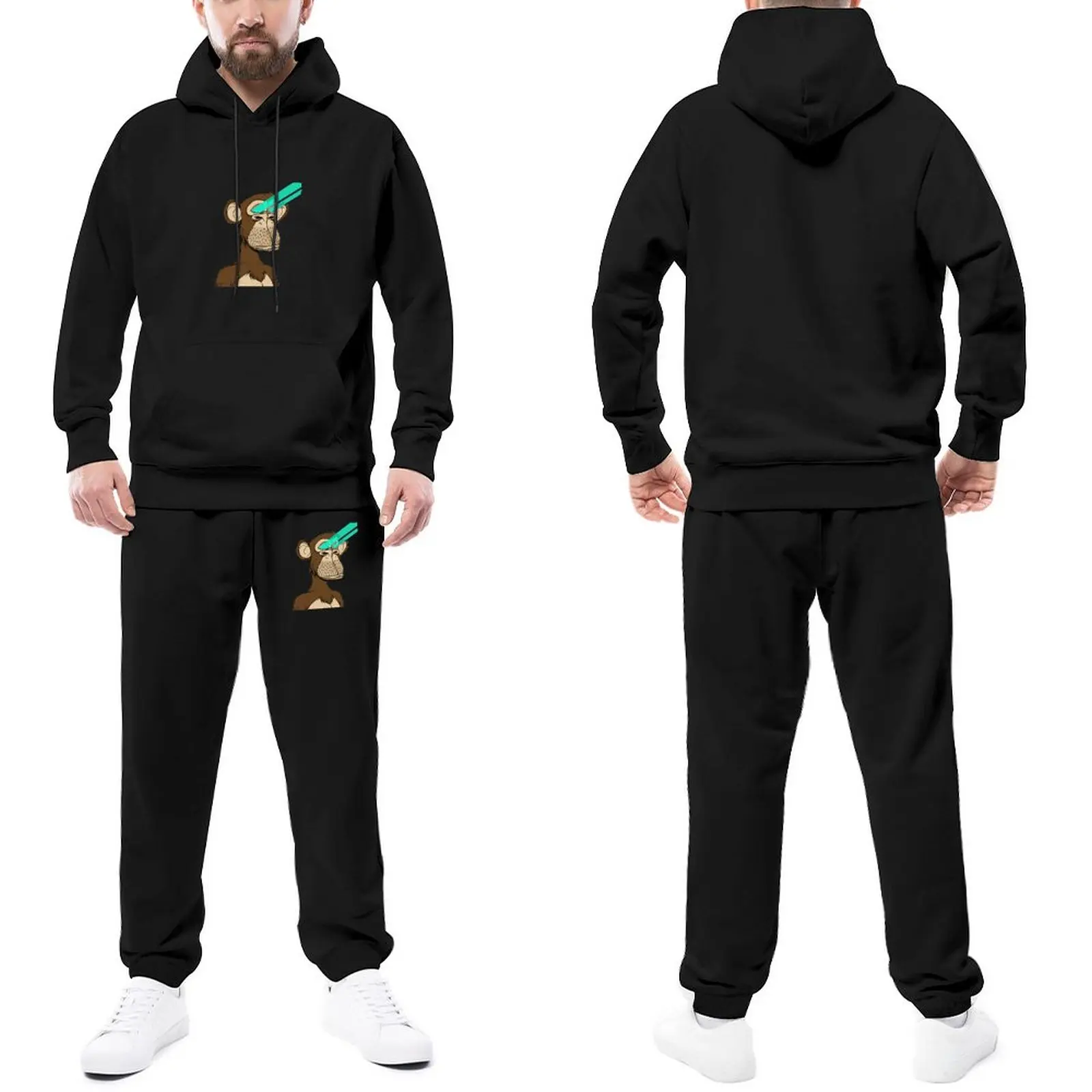 

Trapstar Tracksuits Bored Ape Yacht Club #8877 Casual Jogger Sets Couple NFT Hooded Set Winter Cool Sweatsuits Large Size